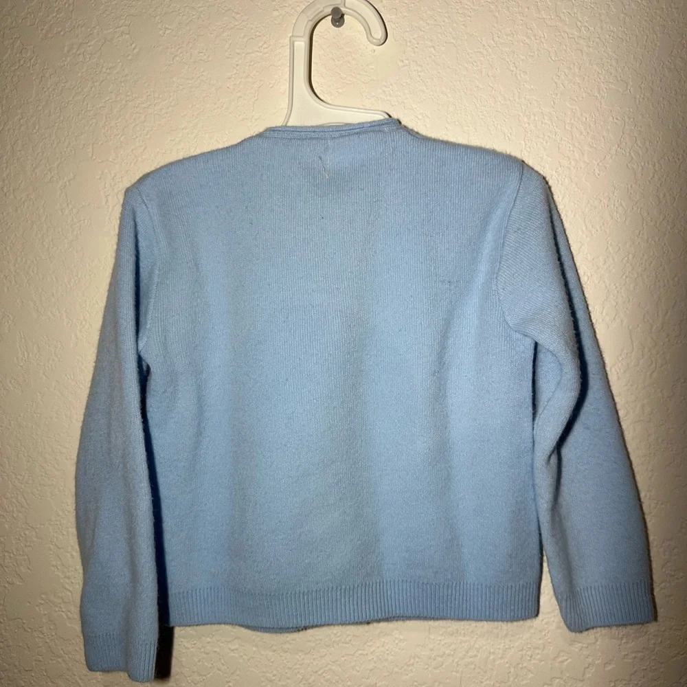 Vintage Sears Baby Blue Drummer Boy Cardigan. Size L 27 to 32lbs